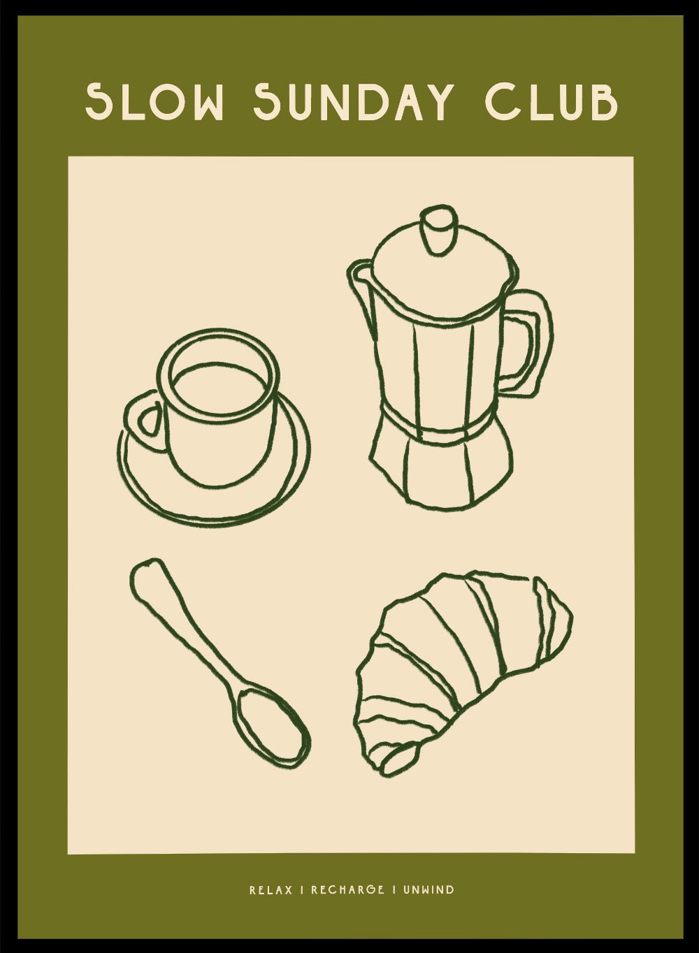 'Coffee and Croissant' Aesthetic Art Print_Sugar & Canvas