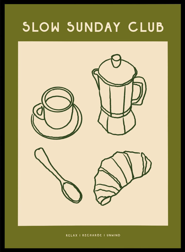 'Coffee and Croissant' Aesthetic Art Print_Sugar & Canvas