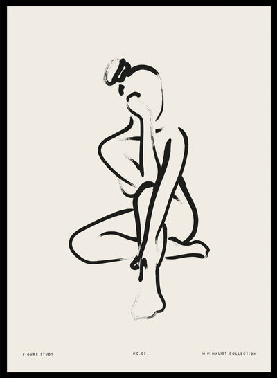 One Line Modern Girl Silhouette Line Art Print | Single Line Figure Drawing Poster, Minimalist Abstract Sitting Woman Line Art