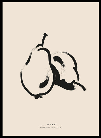 Minimalist Pear Fruit Wall Art Print | Modern Kitchen Dining Room Poster, Abstract Contemporary Food Illustration Neutral Line Drawing