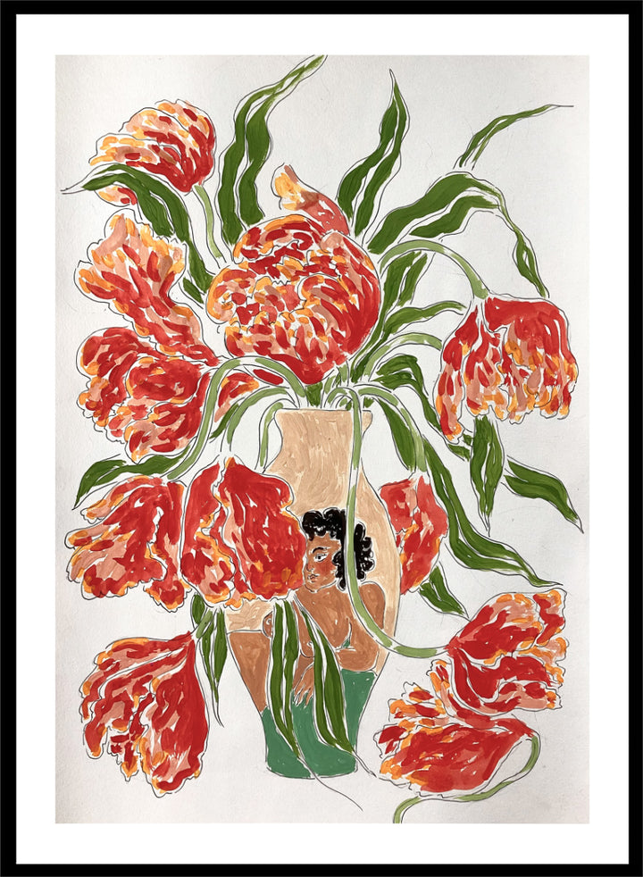 Rushati Chowdhury - Vibrant Tulips in Vase Art Print