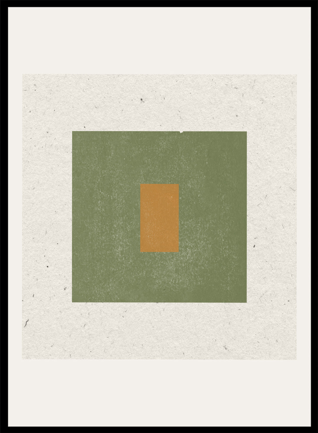 Abstract art with a green square and a smaller brown rectangle on a textured beige background. Minimalist Harmony by The MIUUS Studio is a minimalist abstract art print and wall poster featuring geometric shapes, neutral tones, and modern textured design.