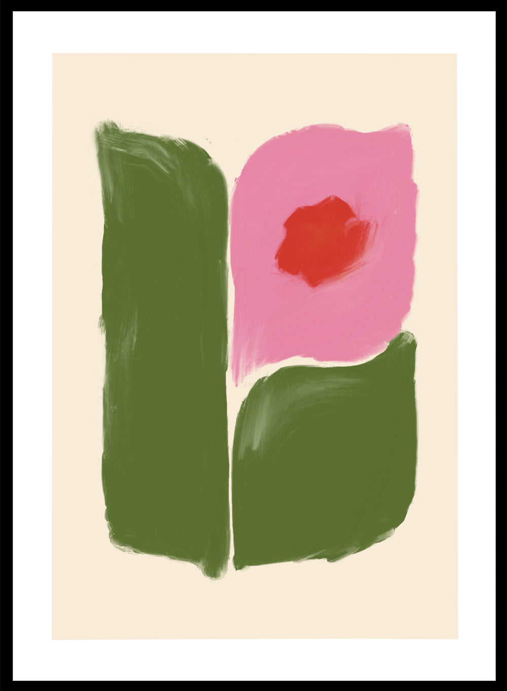 Abstract Pink Flower Wall Art Print | Hand Drawn Contemporary Botanical Illustration, Modern Minimal Spring Summer Floral Art Poster