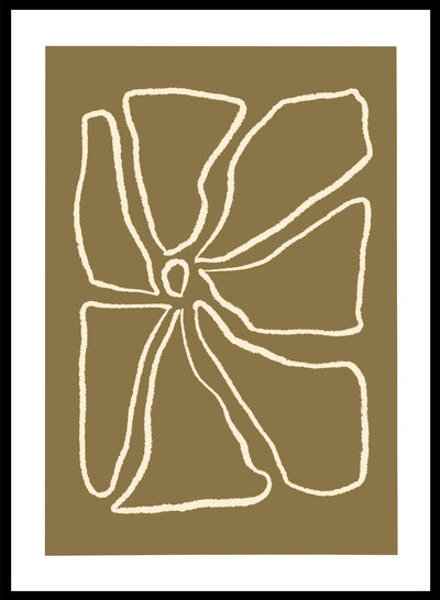 Brown Abstract Botanical Flower Wall Art Print | Contemporary Minimal Line Art, Hand Drawn Modern Floral Poster Spring Neutral Decor