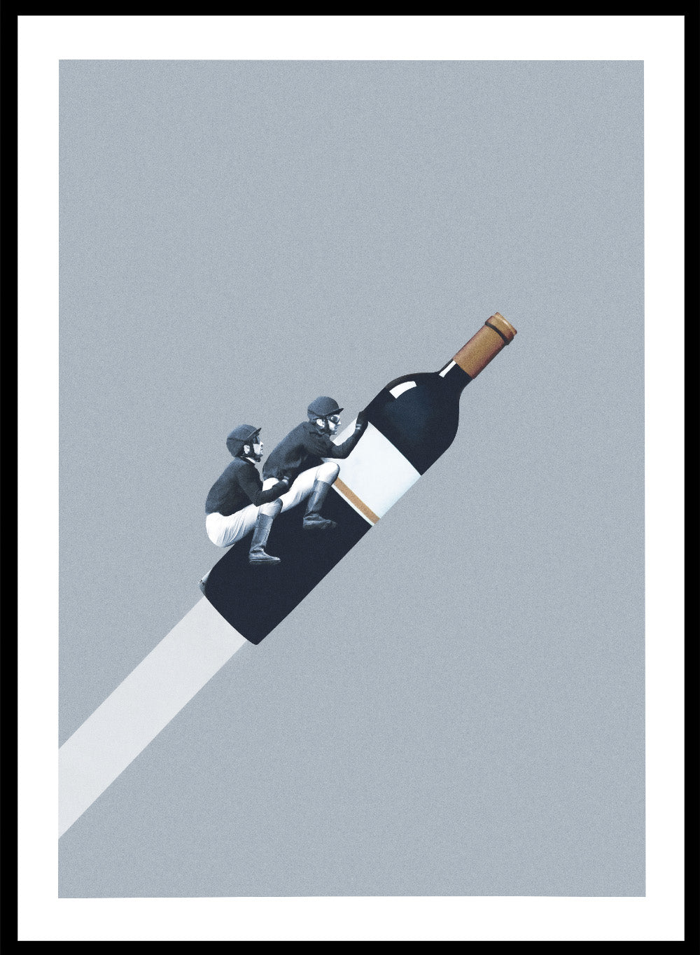 We Ride Until Dawn by Maarten Léon is a minimalist collage art print about risk, ambition, and connection. Premium fine art print with real wood framing.