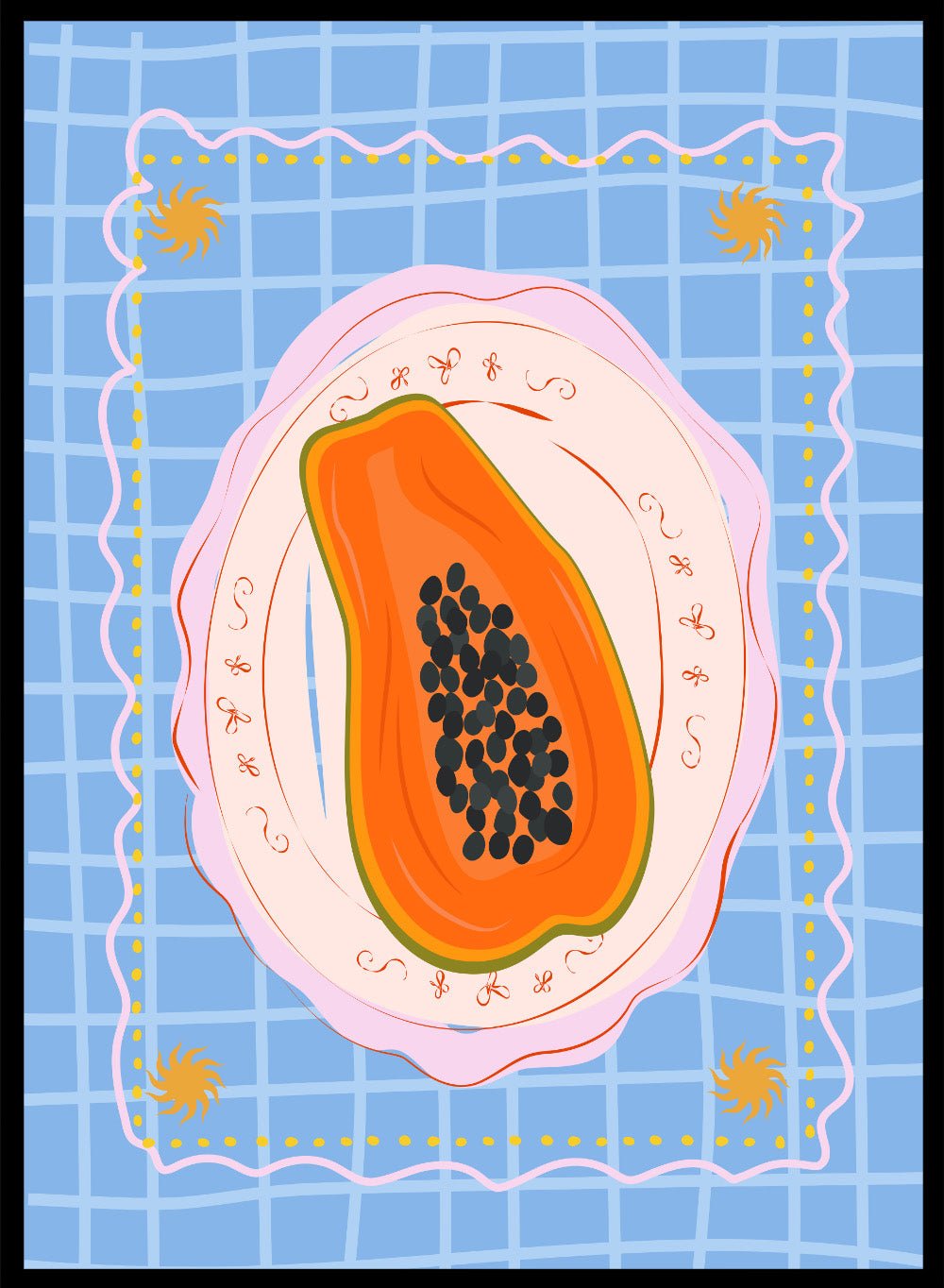 ‘Papaya on Porcelain’ Aesthetic Art Print_Sugar & Canvas