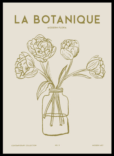 Flowers in Vase Wall Art Print | Hand Drawn Contemporary Botanical Illustration, Modern Aesthetic Floral Poster, Minimal Line Flowers