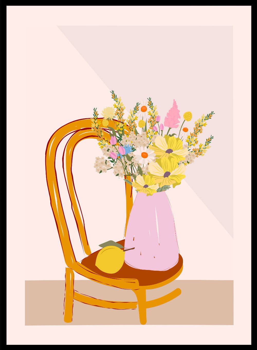 'Flower Vase on Chair' Aesthetic Art Print_Sugar & Canvas