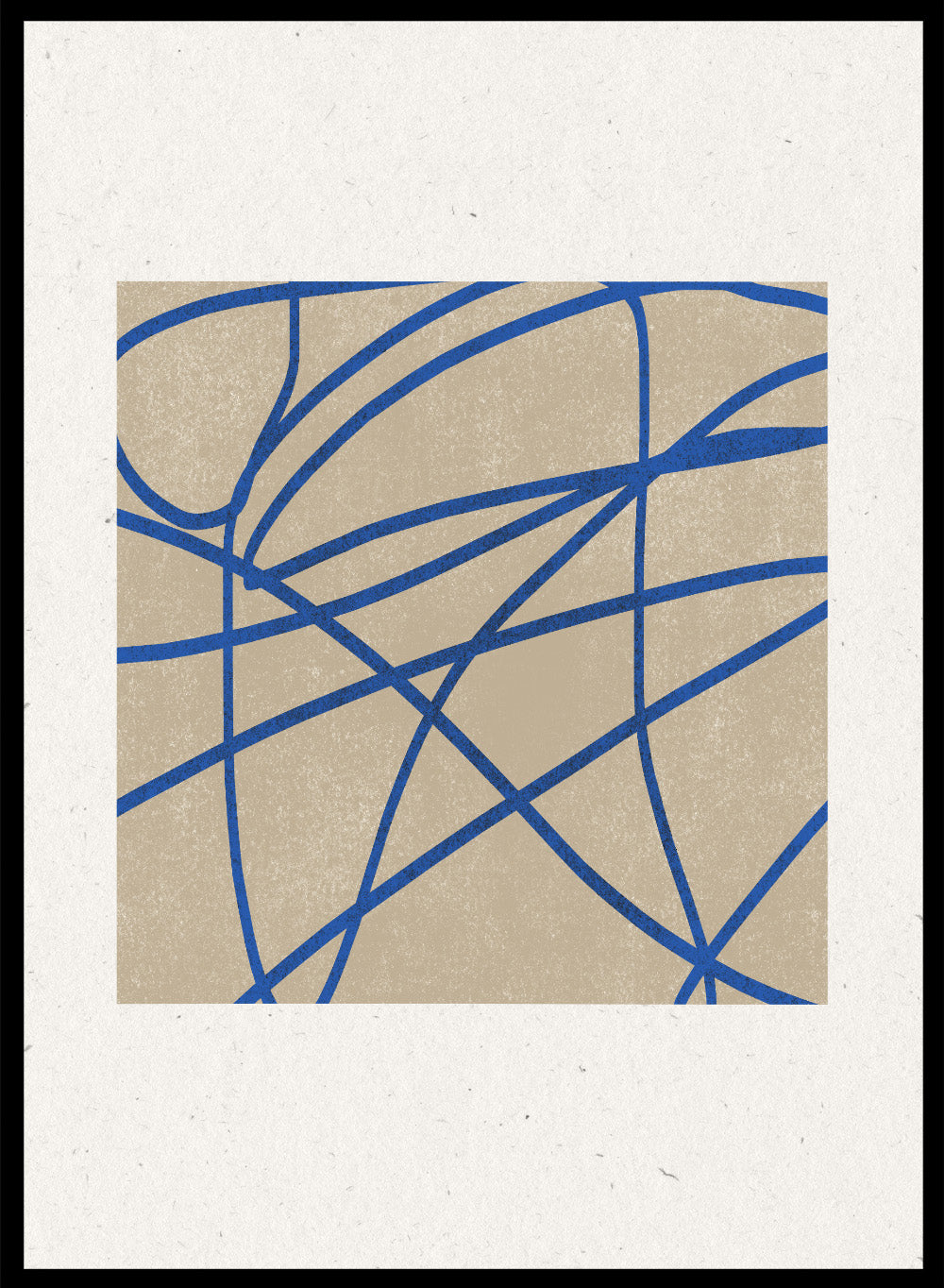 Abstract blue line art print by The MIUUS Studio. Modern minimalist wall art poster with bold blue lines, neutral tones, contemporary graphic abstract design.