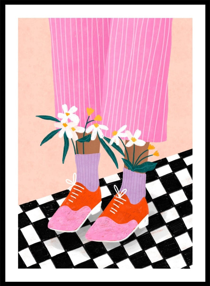 A stylized fashion illustration of a person&