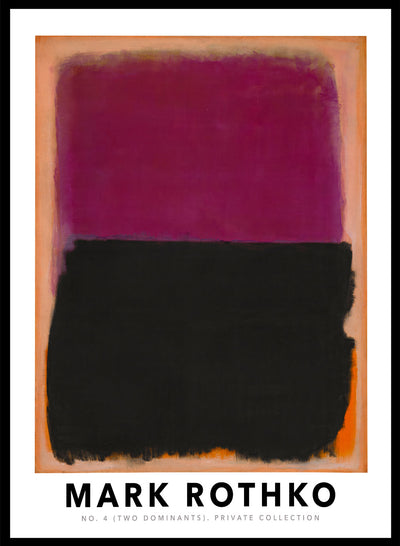 Mark Rothko No. 4 Two Dominants Purple Black Orange Vintage Poster Colorful Art Print Mark Rothko Abstract Museum Exhibition Painting
