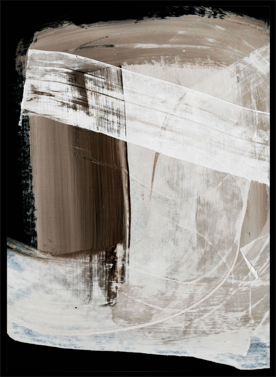 Shop Mind Art Print Set of 2 by Dan Hobday, an abstract wall art print poster pair with layered white brown brushwork and bold black contrast.
