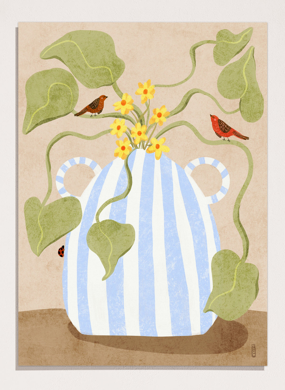 Dirkie Nell - Spring Flowers and Birds Art Print