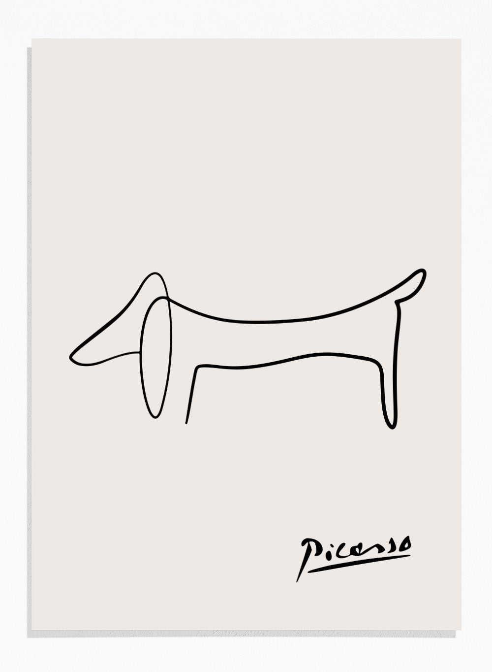 Pablo Picasso Dog Sketch Line Drawing Wall Art Print | Vintage