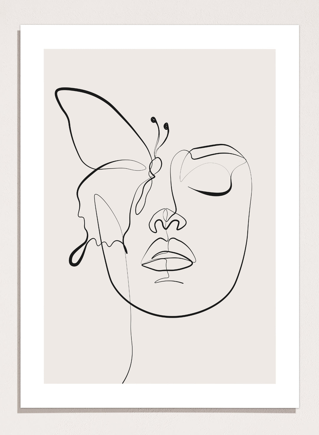 Head of Butterflies Line Art Print