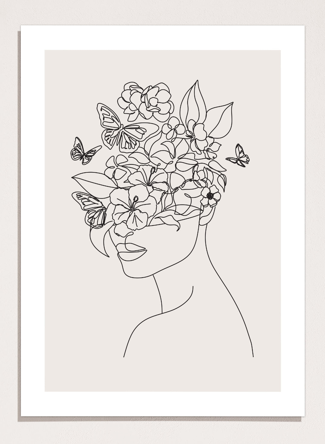 Head of Flowers Line Art Print
