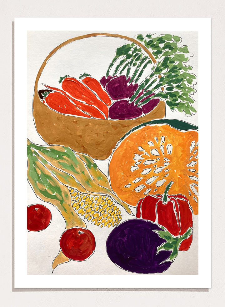 Rushati Chowdhury - Vibrant Vegetable Harvest Art Print