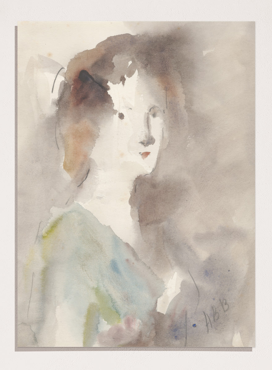 A watercolor portrait painting of a woman&