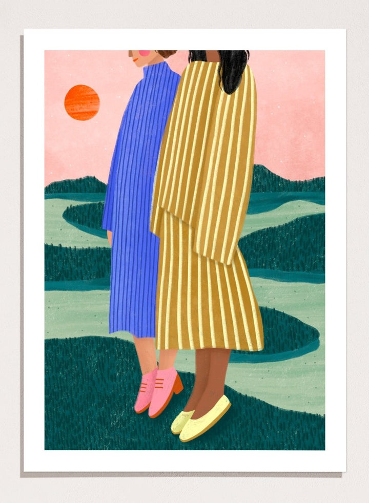Bea Müller - Women Overlook Serene Landscape Art Print