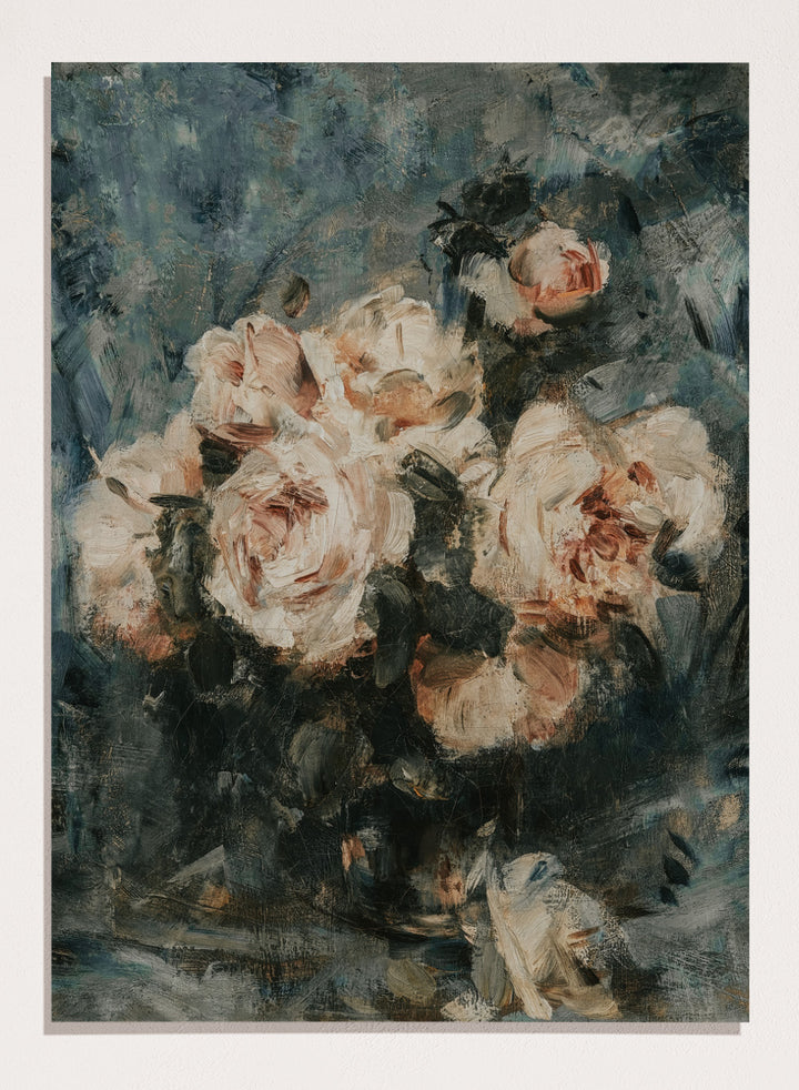 "Still life with Roses in a Glass Vase" Art Print