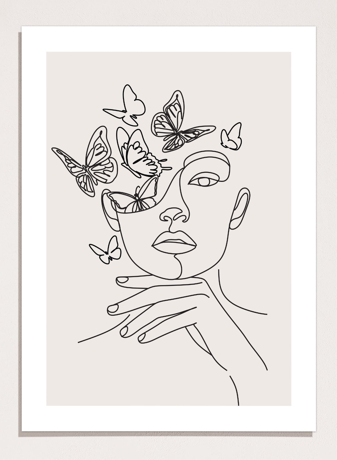Head of Butterflies Line Art Print
