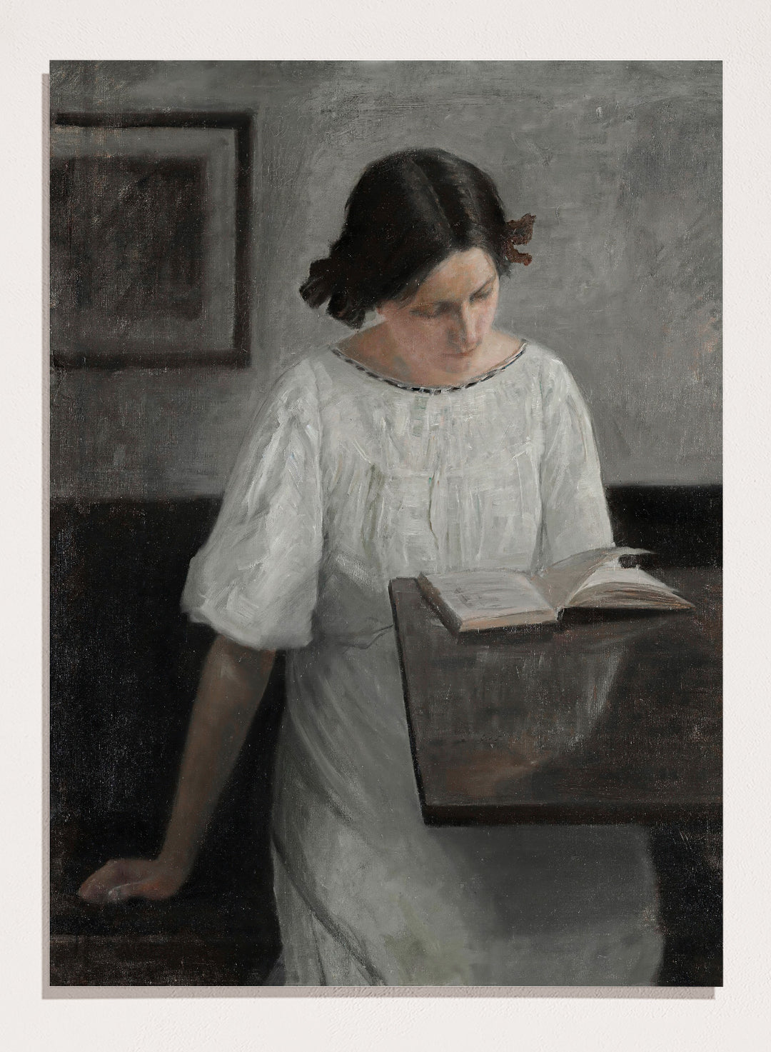"The Artist's Wife in White Reading" Art Print