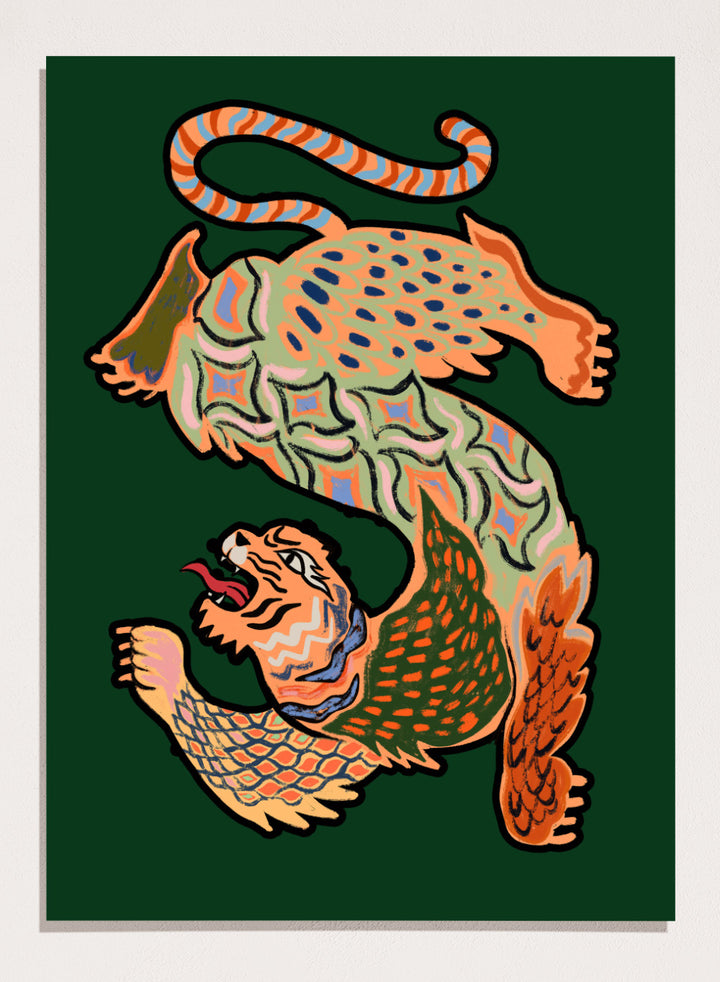 Arty Guava - Asian Tiger Green Art Print