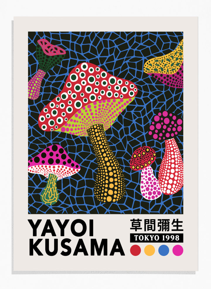 Yayoi Kusama Mushrooms Inspired Art Print