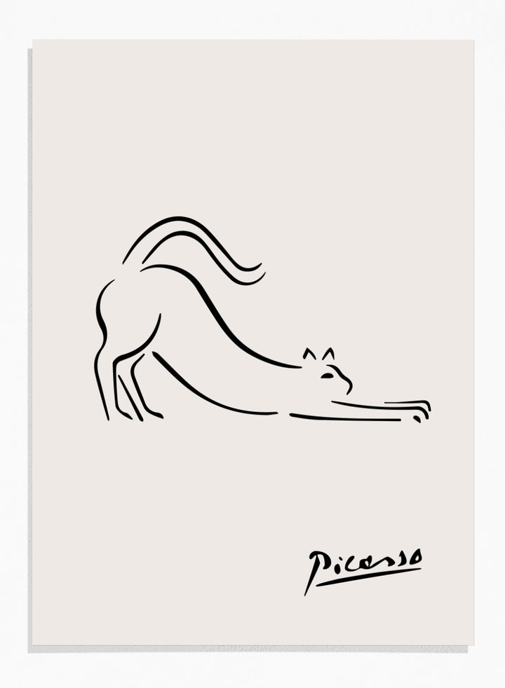 Pablo Picasso Feline Cat Sketch Line Art Print