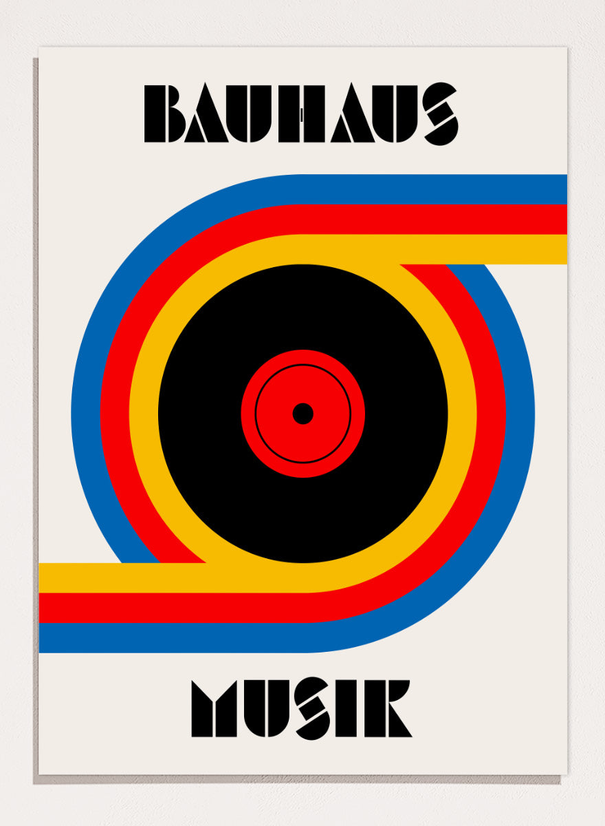 A Bauhaus-style poster or print with the words &