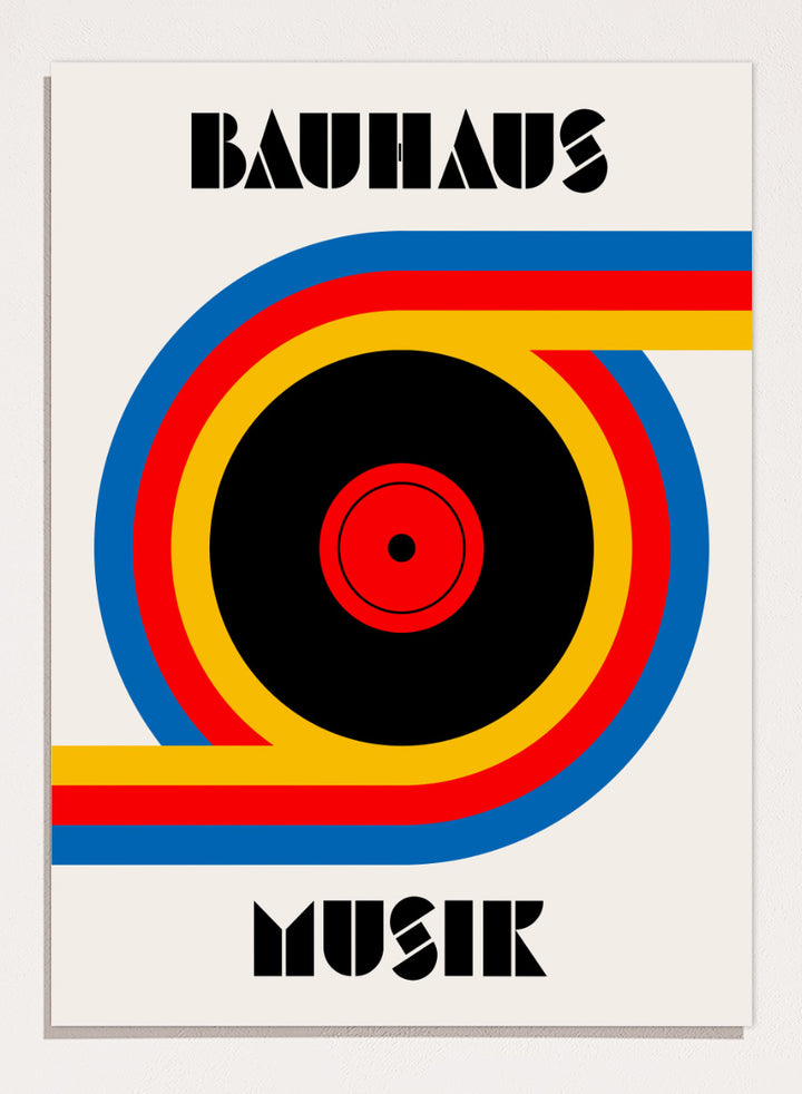 A Bauhaus-style poster or print with the words &
