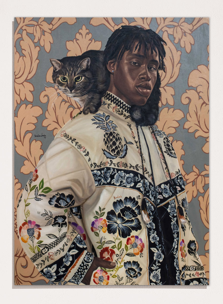 Damilare Jamiu - Man and Cat Portrait Art Print