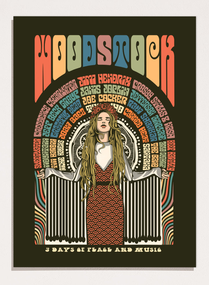 A framed psychedelic art poster featuring the word &