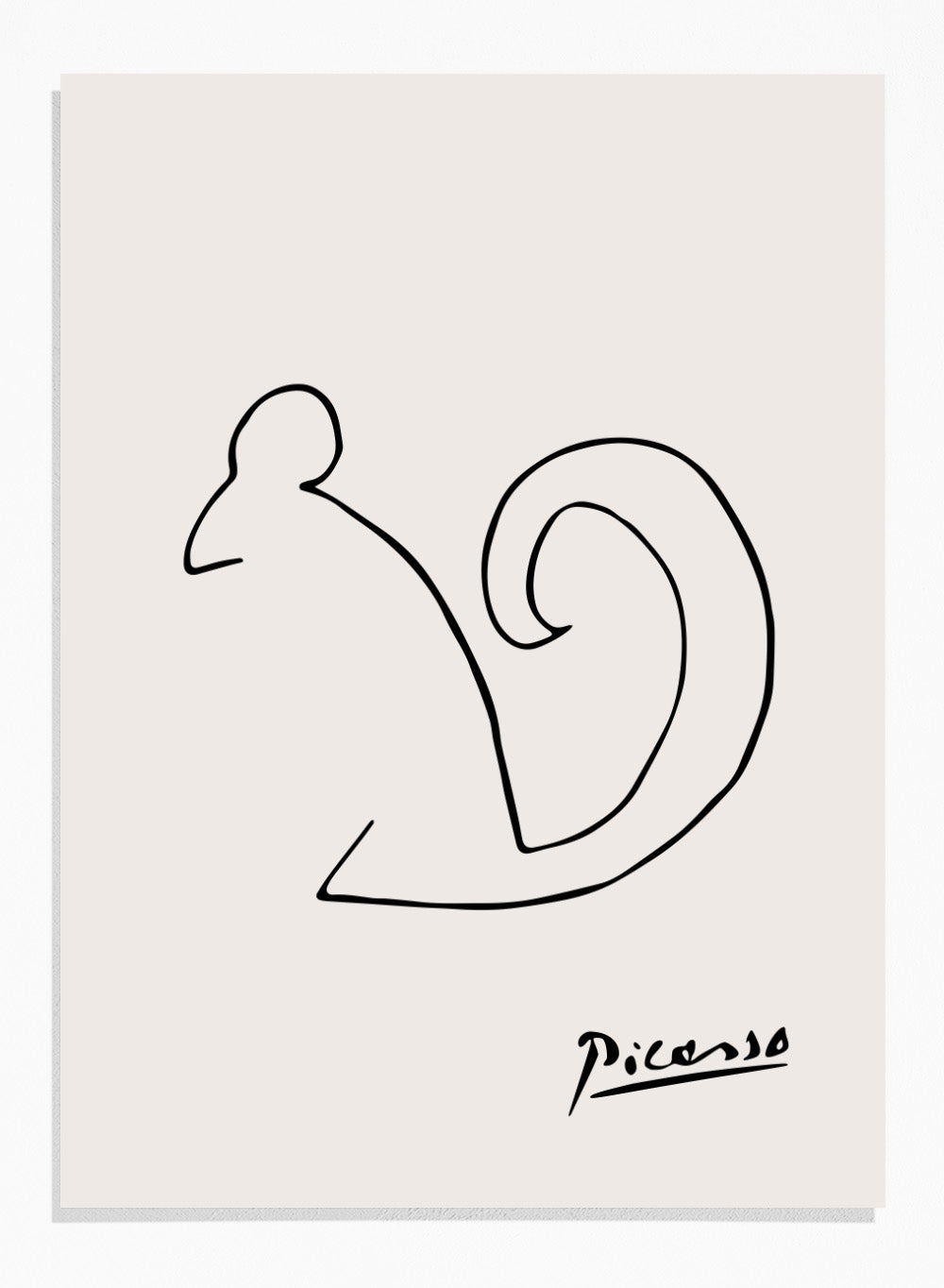 Pablo Picasso SquirrelSketch Line Drawing Wall Art Print | Vintage