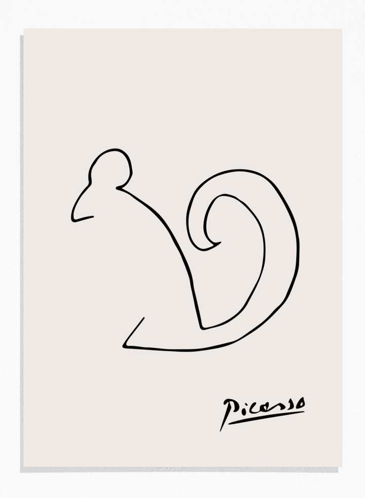 Pablo Picasso Squirrel Sketch Line Art Print