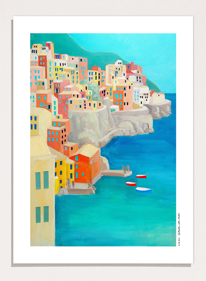 Awol Art Alex - Colorful Coastal Village Art Print