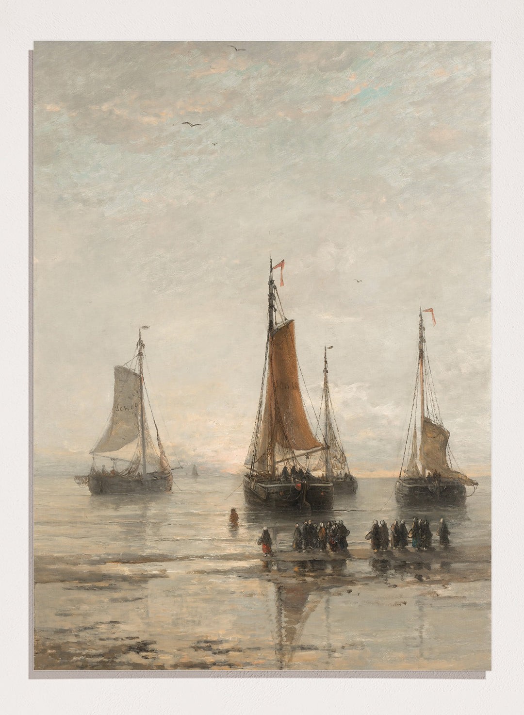 "Bluff-Bowed Scheveningen Boats at Anchor" Art Print
