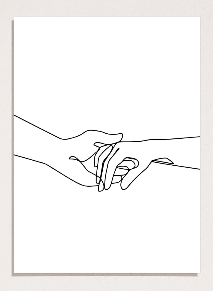 Couple Holding Hands Line Art Print