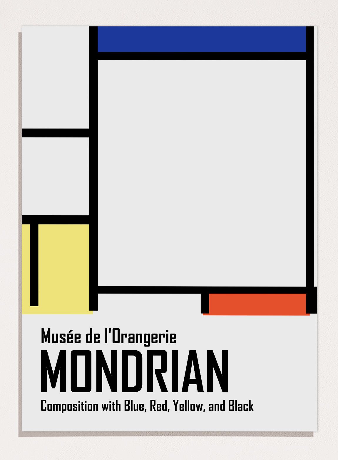 Piet Mondrian Composition with Blue, Red, Yellow, and Black Wall