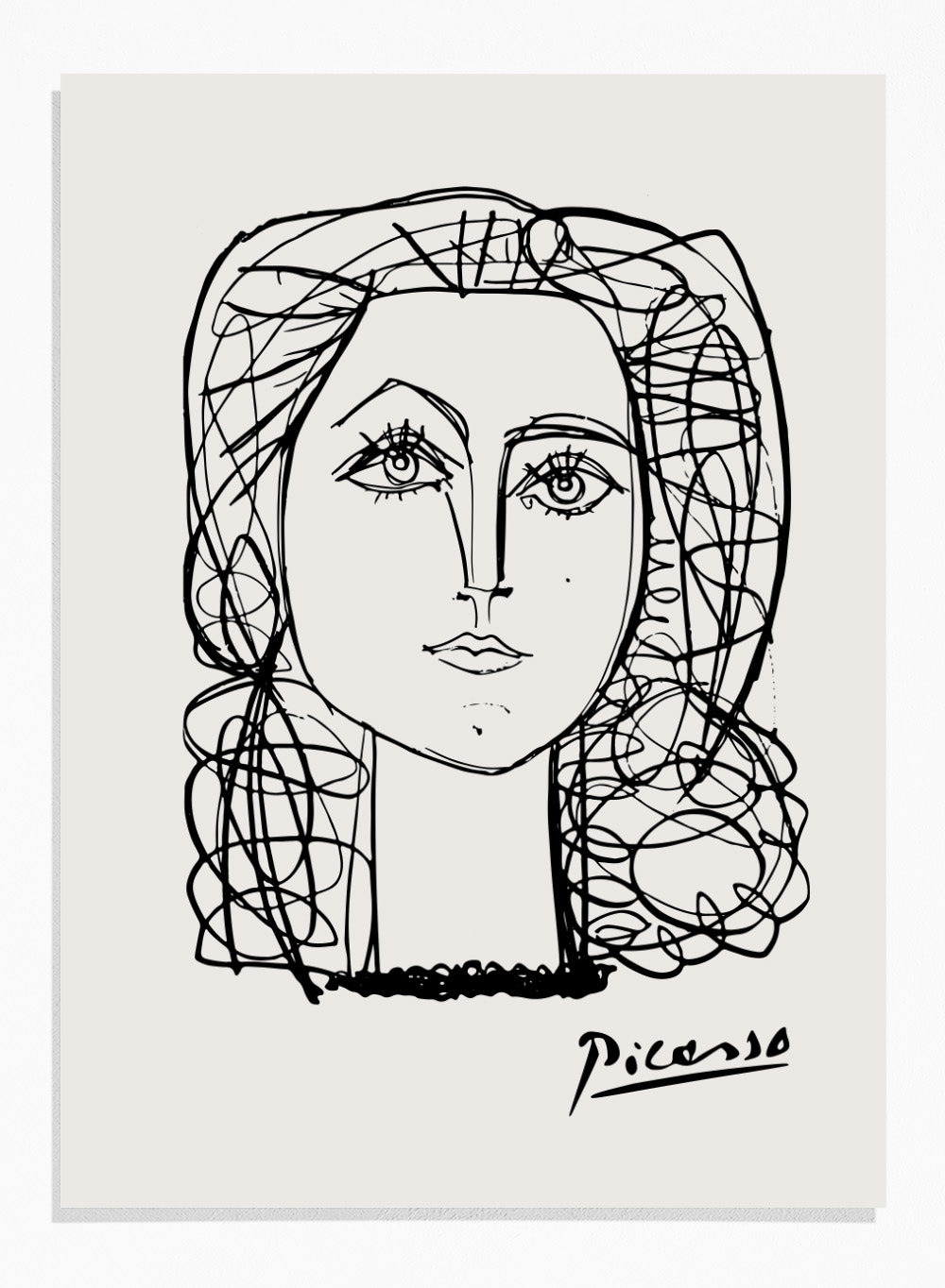 PICASSO LINE DRAWINGS AND PRINTS 1981ピカソ Picasso Portrait of Francoise Wall Art Print | Vintage Exhibition