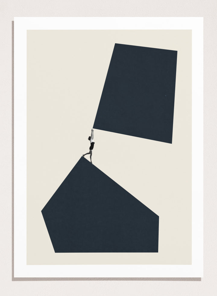 Reaching Higher by Maarten Léon art print featuring minimalist modern collage photography. Available as a fine art print or framed wall art with real wood frames.