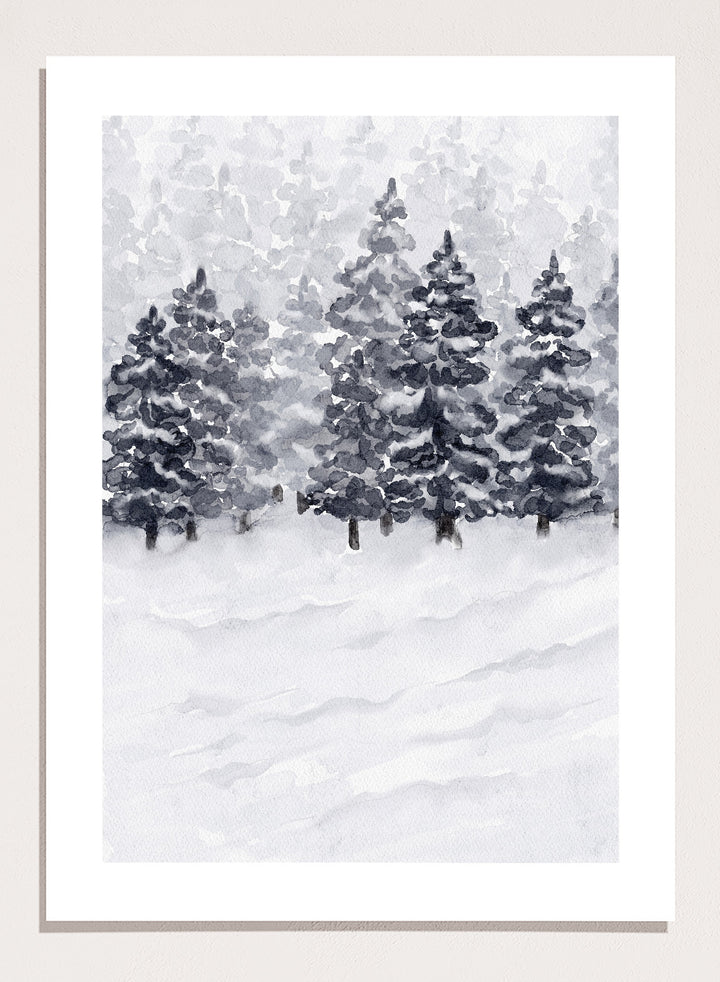 "Snow Capped Trees" Art Print