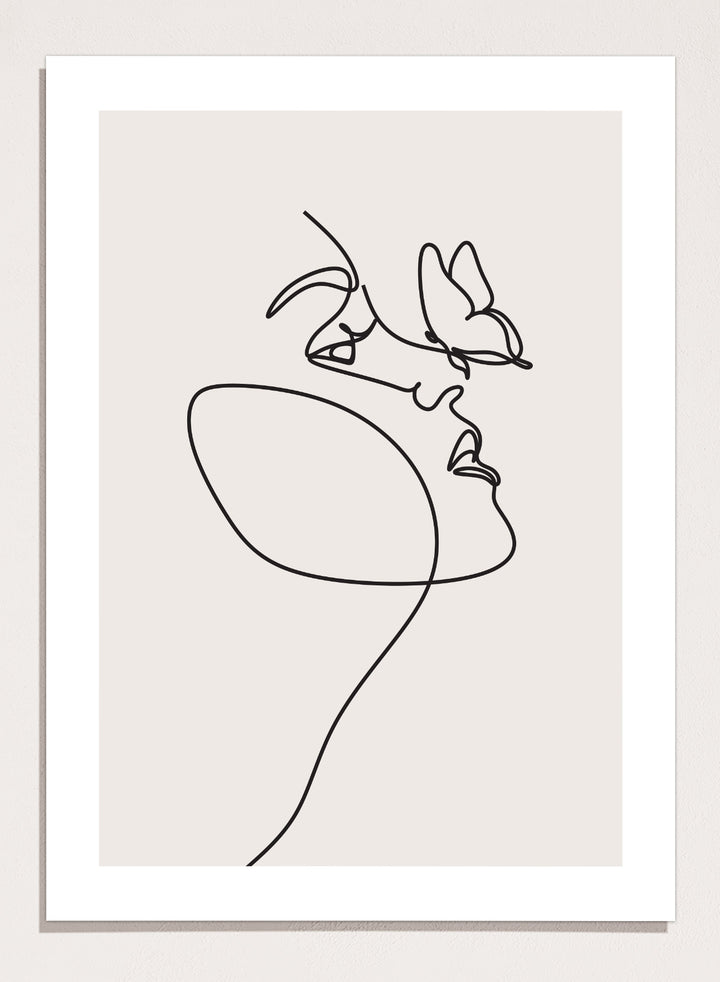 Head of Butterflies Line Art Print