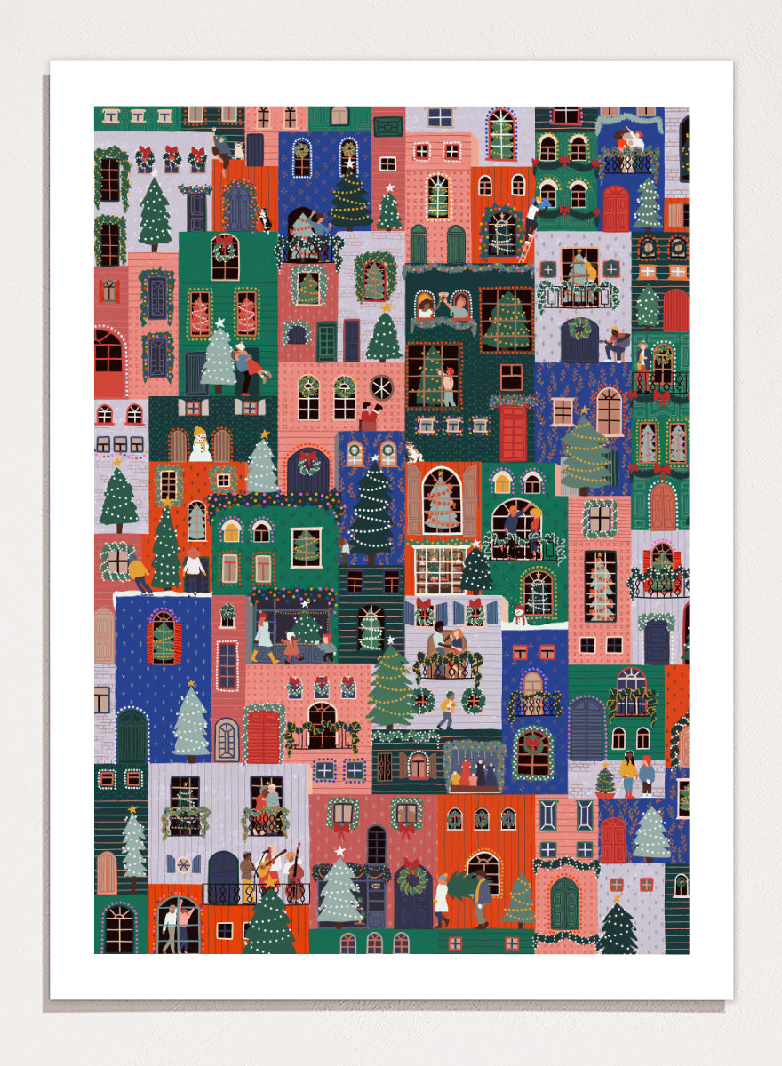 Ceyda Alasar - Festive Christmas Town Art Print