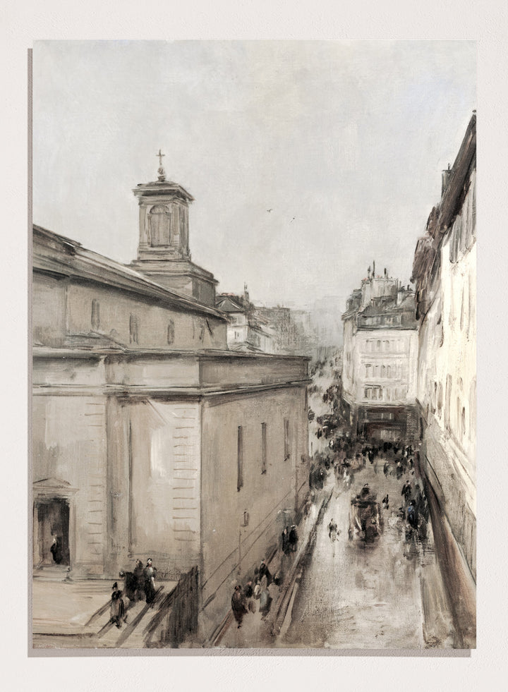 "View of the Church of Notre Dame de Lorette and the Rue Fléchier" Art Print