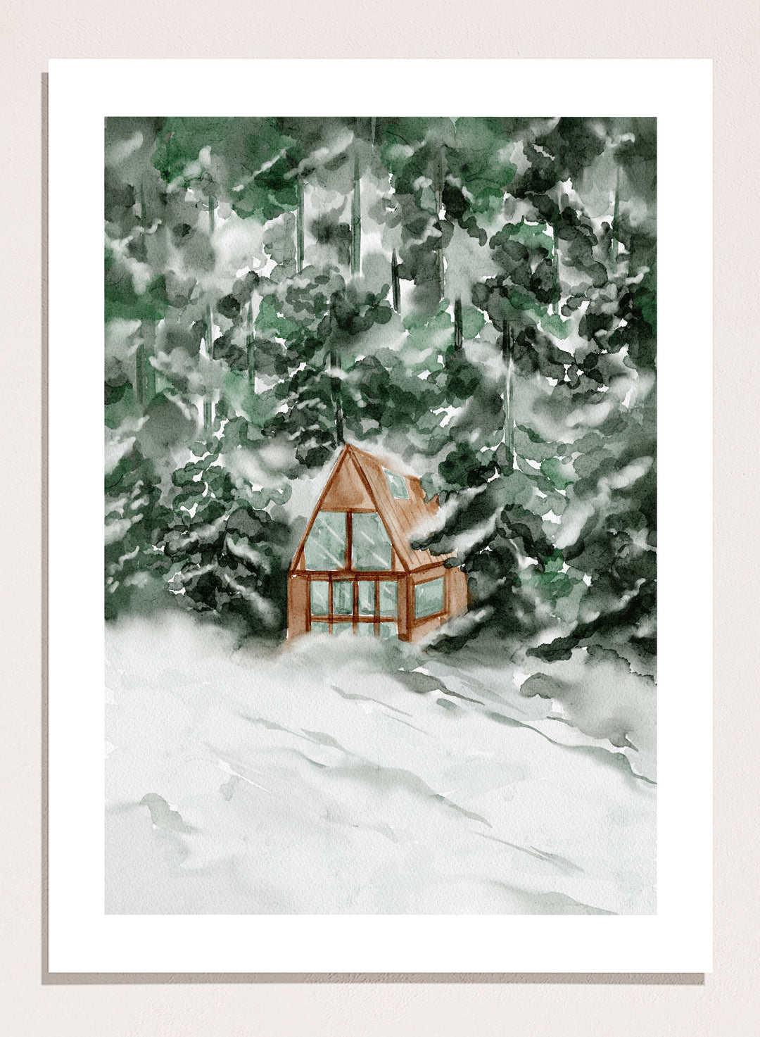"Winter Cottage House" Art Print