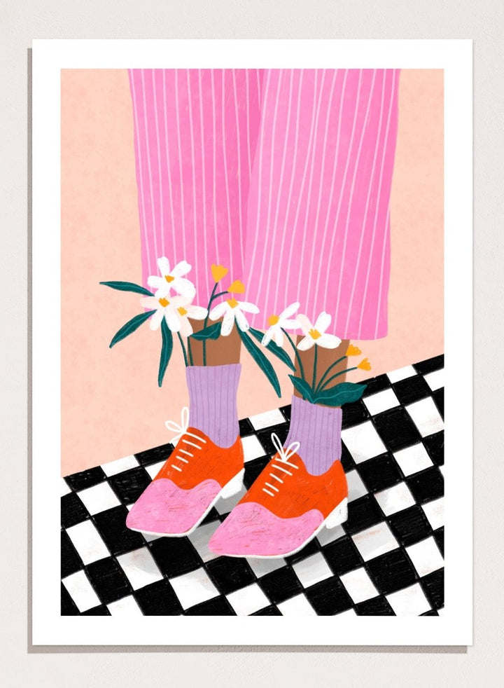 A stylized fashion illustration of a person&