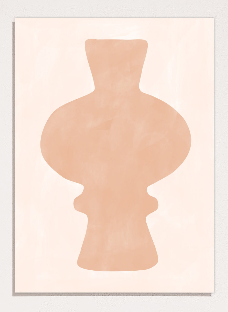 Shop Organic Peach Vase by Elena Ristova, a modern vase wall art print poster with a sculptural peach silhouette and soft blush neutral tones.