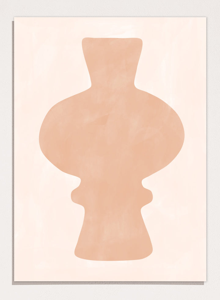 Shop Organic Peach Vase by Elena Ristova, a modern vase wall art print poster with a sculptural peach silhouette and soft blush neutral tones.