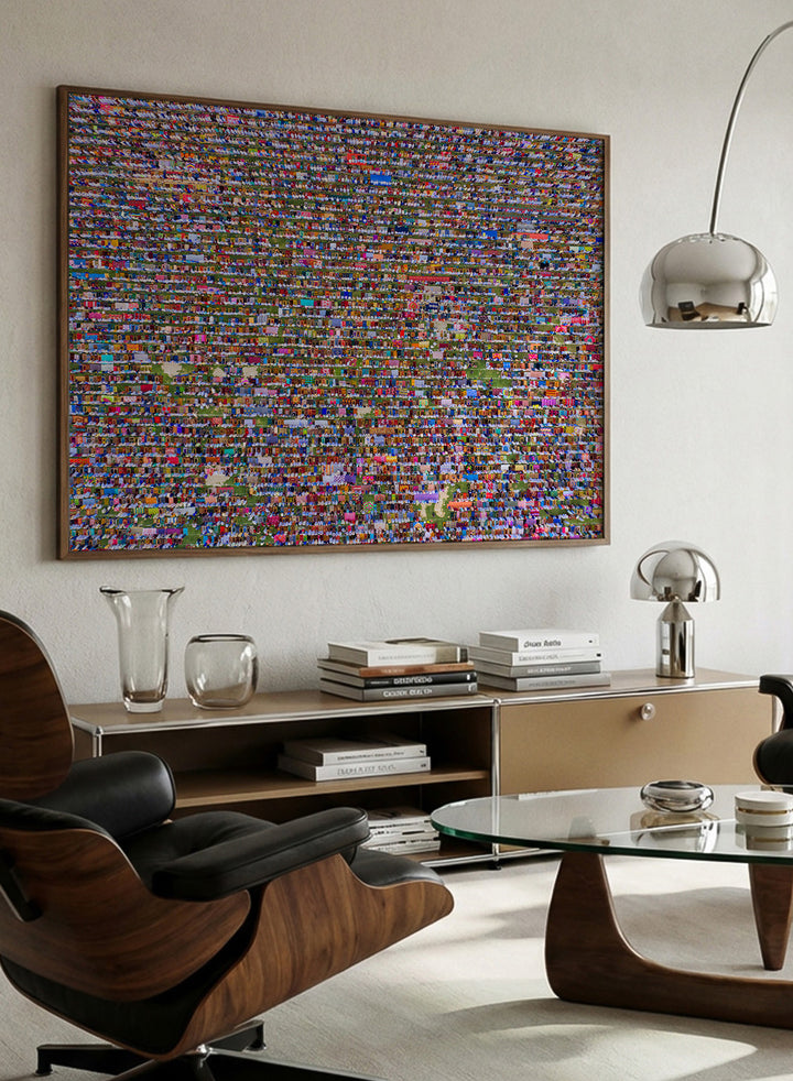 Biggest Eid Prayer by Azim Khan Ronnie aerial photography print showing massive Eid congregation Bangladesh, cultural religious wall art poster.